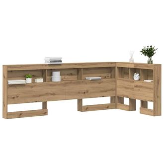 Berkfield Home Storage Headboard with Shelf Artisan oak 100 cm Engineered wood in Brown