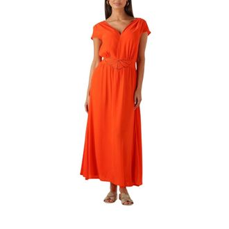 Louizon Oranje Maxi Jurk voor Zonnige Dagen - Dames - Maxi kleedjes - Oranje - XS - Kleedjes