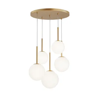 Maytoni Lampada A Sospensione Maytoni Basic Form 5 Luci Ottone Oro