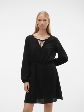 Vero Moda Minikleid VERO MODA VMSHILAH NAJA LS SHORT DRESS WVN GA, Damen, Gr. M, N-Gr, schwarz, Web, Obermaterial: 98% Polyester, 2% Elasthan, unifarben, regula