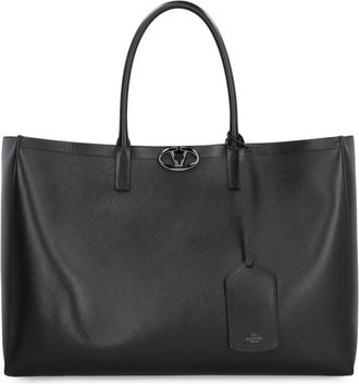 Valentino Garavani Vlogo Locker Tote Bag - Heren - Shoppers - Zwart - ONE Size - Leer - Tassen