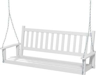 Costway Costway - Banco Columpio De 3 Plazas, Banco Colgante De Jard&iacute;n, Madera De &Aacute;lamo, Cadenas Ajustables De 170cm, Respaldo De Listones (168 X 65 X 63 Cm, 