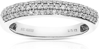 Vir Jewels 2/5 cttw 61 Stones Round Cut Lab Grown Diamond Wedding Band.925 Sterling Silver Prong Set