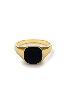 Miansai Mens Olympus Enamel Signet Ring in Gold Vermeil Black at Nordstrom, Size 9