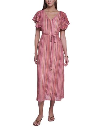 Halston Heritage Crochet Knit Striped Maxi Dress