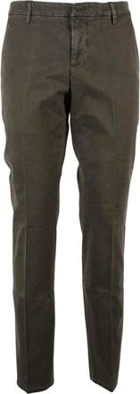 Dondup Military Green Spiritissimo Slim-Fit Cotton-Linen Blend Trousers