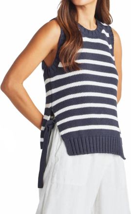 Splendid Zoey Tie Sweater Tank In White/navy