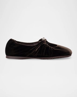 Loewe Pebble Soft Velvet Ballerina Flats