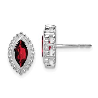 Diamond2Deal 14k White Gold Marquise Garnet Stud Earrings