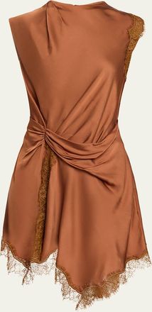 A.L.C. Dion Draped Satin Lace Mini Dress