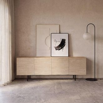 Maisons du monde Aparador de 4 puertas con chapado de roble 220 cm