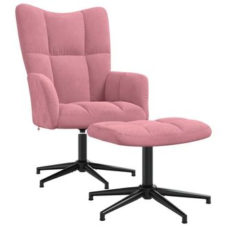 vidaXL Sill&oacute;n De Relax Con Taburete Terciopelo Rosa Vidaxl