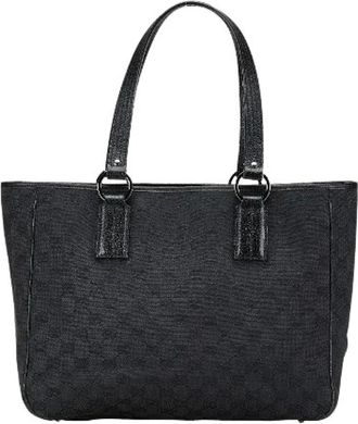 Gucci Pre-owned Tote Bags, female, Black, Size: ONE SIZE Pre-owned GG Canvas Shoulder Tote Bag