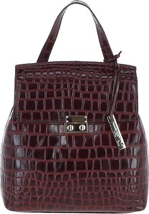 Ashwood Leather Womens Croc Print Real Backpack - Wine - One Size