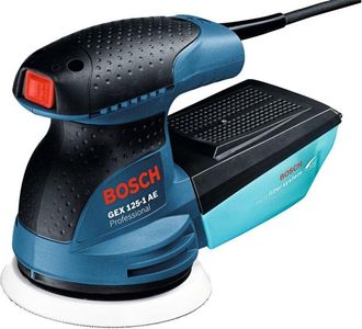 Bosch Smerigliatrice orbitale GEX 125-1 AE, con 3 fogli di carta abrasiva C470, in valigetta da lavoro