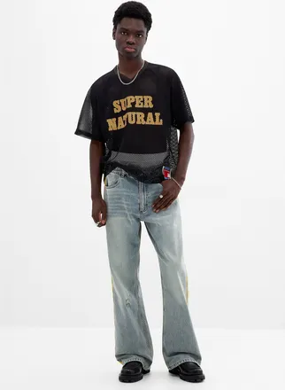 Deus Mens Side stripe washed jean Bootcut fit