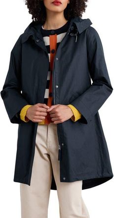 Seasalt Cornwall Seafaring Waterproof Linen & Cotton Hooded Coat in Inkwell at Nordstrom, Size 22