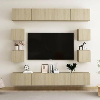 Berkfield Home 8 Piece TV Cabinet Set Sonoma Oak Engineered Wood in Brown