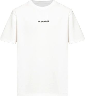 Jil Sander T-shirt met Gedrukt Logo - Heren - T-shirts - Wit - M - Katoen - Tops