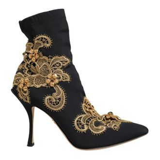 Dolce & Gabbana Heeled Boots, female, Black, Size: 7 US Slip On Ankle Pump Booties