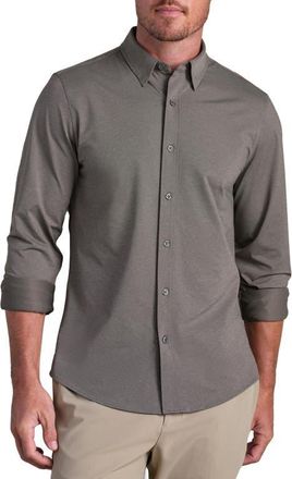Rhone Commuter Slim Fit Button-Up Shirt in Cafe Noir Heather Oxford at Nordstrom, Size Xx-Large