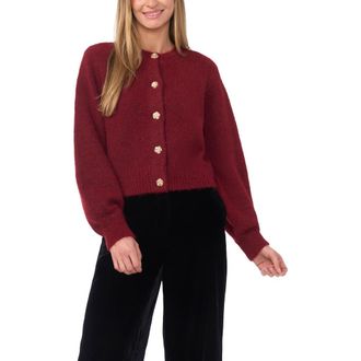 Ted Baker Fina Fuzzy Crewneck Cardigan in Burgundy at Nordstrom Rack, Size Large