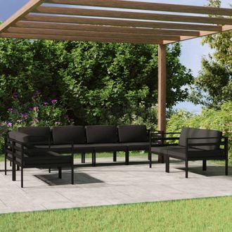 vidaXL Set Muebles De Jard&iacute;n 8 Pzas Y Cojines Aluminio Gris Antracita Vidaxl
