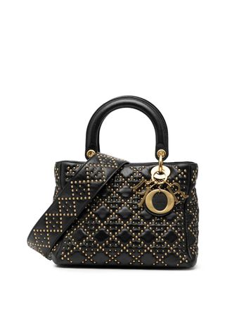 Dior 2017 Medium Lambskin Cannage Studded Supple Lady Dior satchel - women - Lambskin - One Size - Black