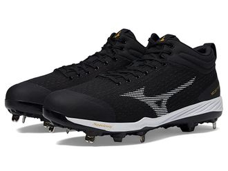 Mizuno Dominant 4 Mid Baseball Cleats Mens Shoes Black/White : 7.5 D - Medium, Synthetic/Textile