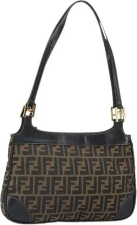 Fendi Pre-owned Shoulder Bags, female, Brown, Size: ONE SIZE Pre-owned Canvas Shoulder Bag