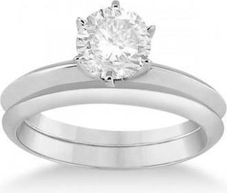 Allurez Six-Prong Knife Edge Solitaire Engagment Ring Set 14k White Gold
