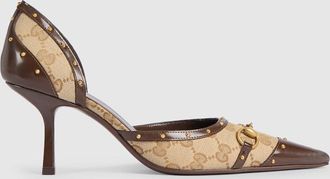 Gucci Womens Savoy Pump, White, GG Canvas