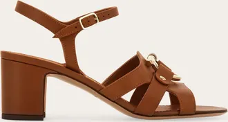 Ferragamo Women Gancini ornament sandal Brown Size 10.5