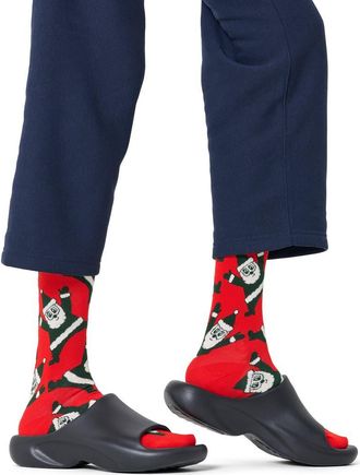 Happy Socks Santa Cotton Blend Crew Socks in Red at Nordstrom, Size 36-40