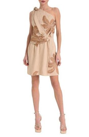 Ciebon Cheyenne One-Shoulder Minidress in Tan at Nordstrom Rack, Size Large