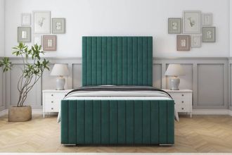 Sloomy Madison Plush Frame-Mattress - 50 Upholstered Headboard in Emerald | Size: Super King
