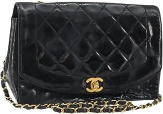 Chanel Pre-owned Vintage Schoudertas van Lakleer - Dames - Vintage Schoudertas - Zwart - ONE Size - Leer - Vintage