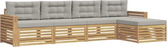 vidaXL Set Di Divani Da Esterno 5 Pz Bianco E Grigio Chiaro Vidaxl