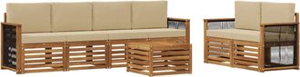 vidaXL Conjunto De Sof&aacute;s De Exterior 7 Uds. Natural Y Beige Vidaxl