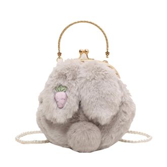 Generic Bunny Shoulder Bag - Cute Animal Purse | Kawaii Plush Bags for Schoolgirls | Easter Shoulder Bags for Girls Women | Cute and Sweet Accessory, Grey, Co