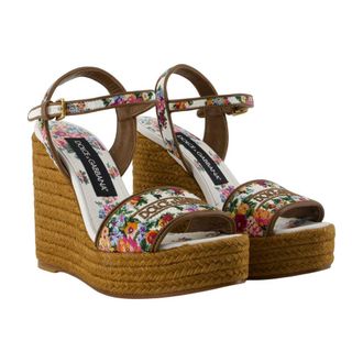 Dolce & Gabbana Floral-Embroidered Espadrille Wedge Heel - Multicolor