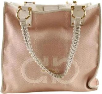 Ferragamo Pre-owned Cabas Schoudertas - Dames - Vintage Schoudertas - Beige - ONE Size - Katoen - Vintage