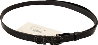 Costume National Womens Black Leather Letter Logo Buckle Belt
