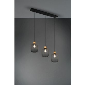 Trio Suspensi&oacute;n Calimero 3xe27 Malla Met&aacute;lica Negra L80 Cm Lighting