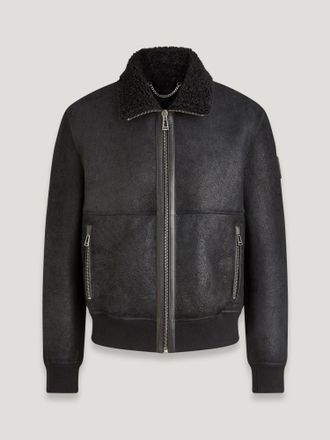 Belstaff Trace Jacket Mens English Shearling Black Size 2XL