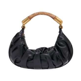 Balmain Zwarte leren middelgrote tas met bovenhandvat - Dames - Schoudertassen - Zwart - ONE Size - Leer - Tassen