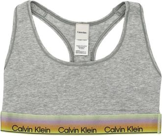 Calvin Klein Sportbeha van katoenmix met racerback - Dames - Sport BHs - Grijs - XS - Katoen - Fitness