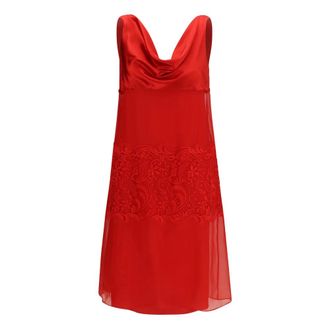 Ferragamo Abito in Pizzo Drappeggiato - - Dresses - Donna - Rosso - XS
