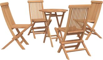 vidaXL Conjunto De Jard&iacute;n 5 Uds. Marr&oacute;n Madera De Teca Maciza Vidaxl