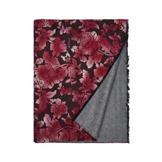 Kiton Rechthoekige zijden sjaal met bloemenprint - Heren - Accessoires - Rood - Maat: ONE Size Zijde